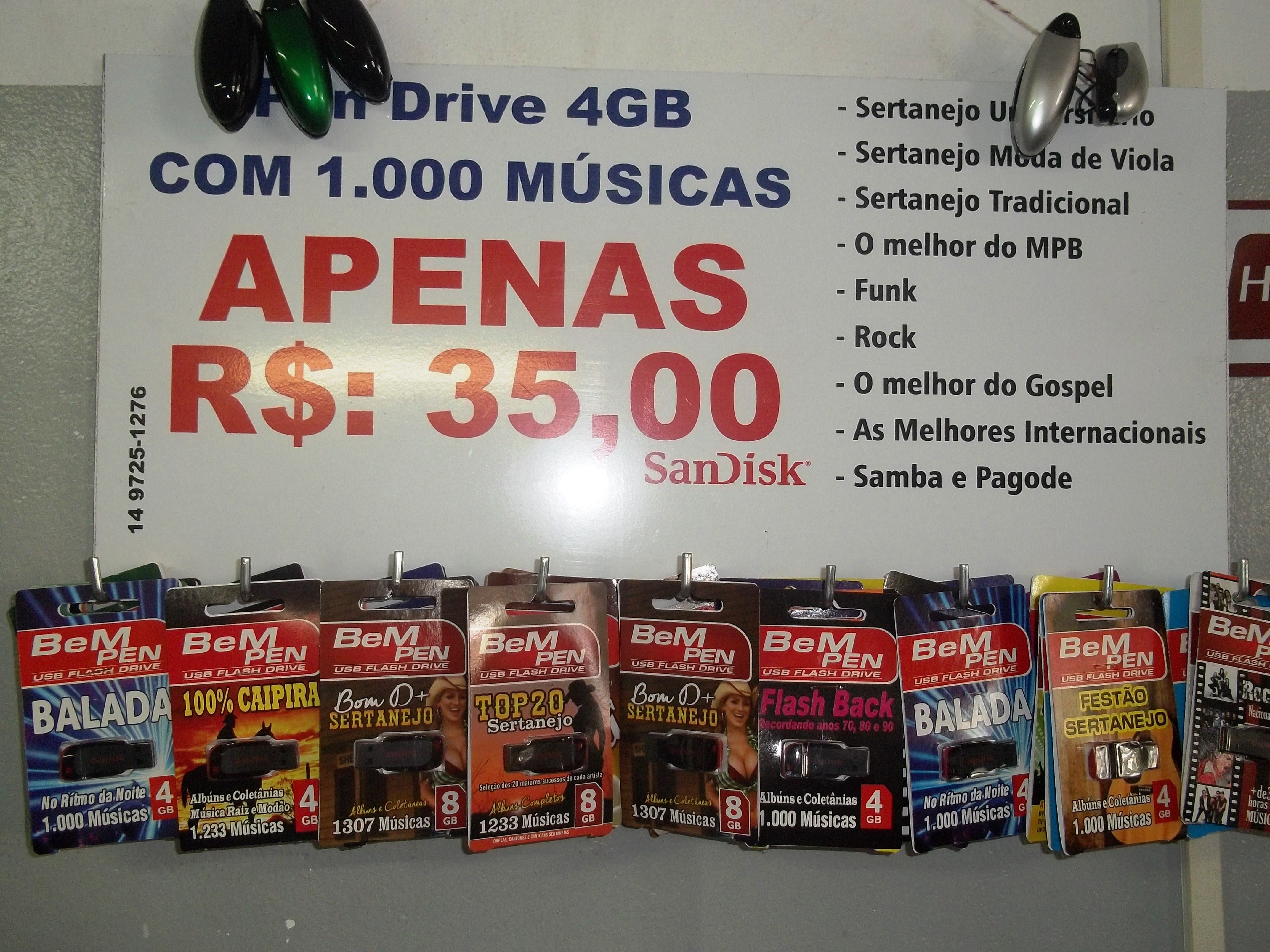 Pendrive com Musicas R$ 35,00